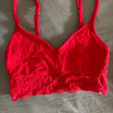 Bralette in pizzo rosso XS