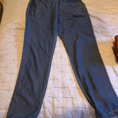 Dark Blue Pants with Elastic Waist