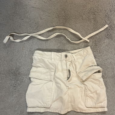 White Cargo Mini Skirt