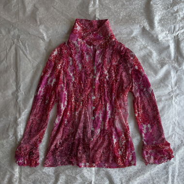 “Dawn” long sleeve floral mesh top