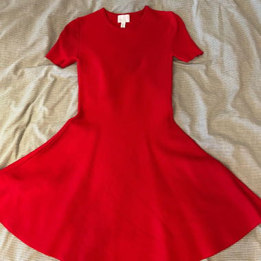 Robe rouge évasée en tissu épais - H&M
