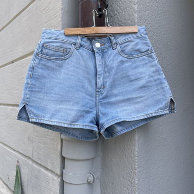 Light blue denim shorts