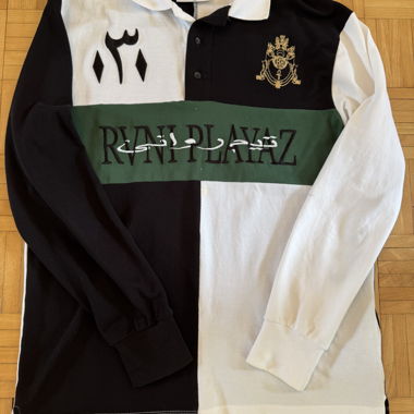 RVN Berlin polo a maniche lunghe nero e bianco