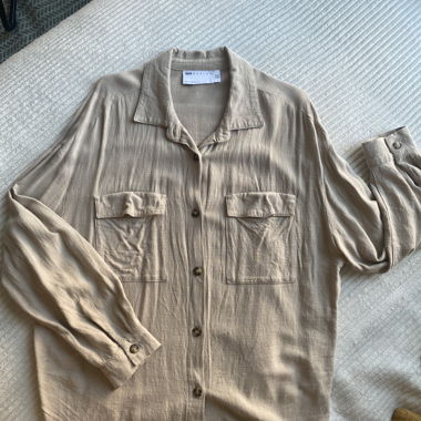 Oversized Leinenbluse Sandbeige Beige ASOS Design
