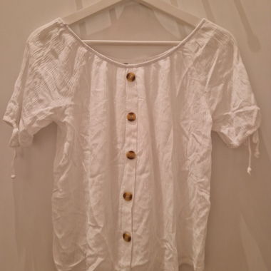 White off-shoulder blouse with buttons