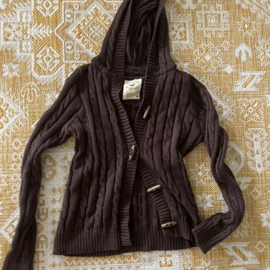 Cardigan con cappuccio marrone vintage Hollister