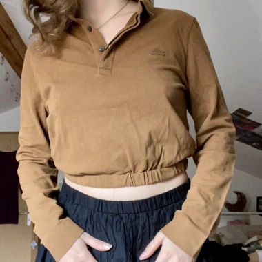 Long sleeve terracotta lacoste polo