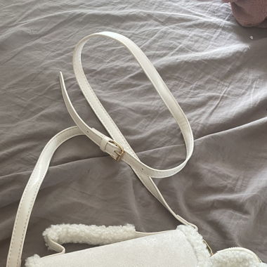 Beige / Weisse Handtasche