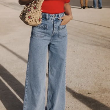 Jeans vita alta 100% cotone