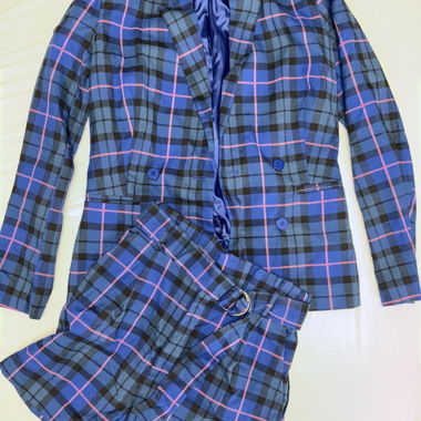 Checked blazer with shorts set