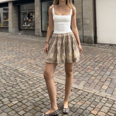Beige mini skirt