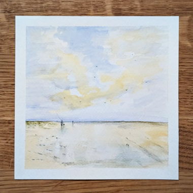 Aquarelle originale – Plage & horizon marin