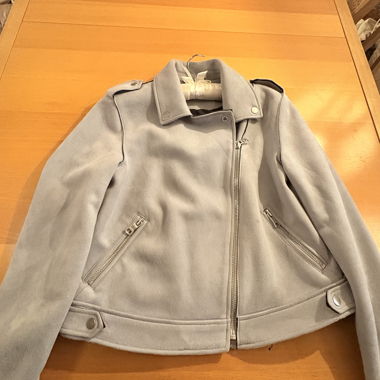 Giacca biker in suede grigia