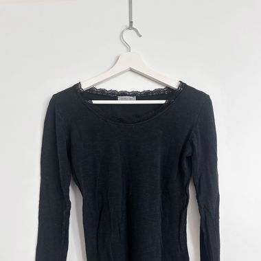 Black long sleeve with lace trim