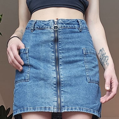 Denim Skirt with Zipper