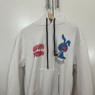 Weisser Kapuzenpullover mit cooler Zeichnung