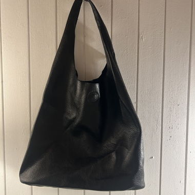 Black leather handbag