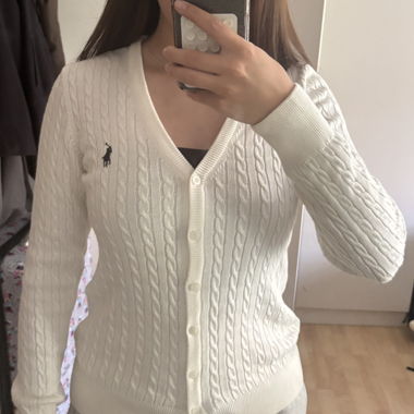 weisses ralph lauren polo strickjacke