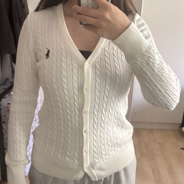 weisses ralph lauren polo strickjacke