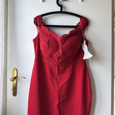 Rotes Vizon Abendkleid Gr. 48