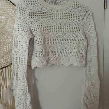 Pull en maille ajourée blanc