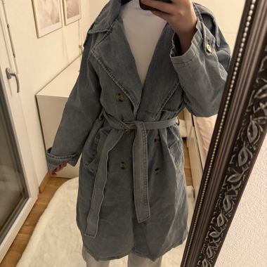 Jeans-Trench aus blauem Denim Grösse M noch nie getragen