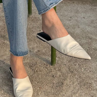 White Pointed Mule Slippers