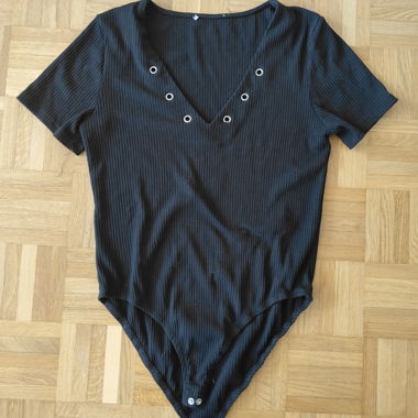 Black ribbed bodysuit