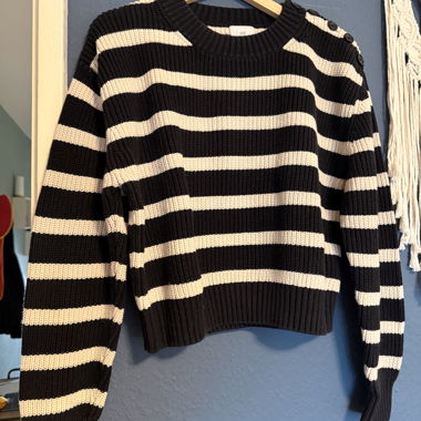 H&M striped black and beige sweater with buttons