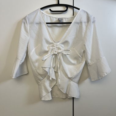 White Ruffle Blouse, Size XS