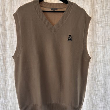 Gilet in maglia beige con scollo a V, taglia L