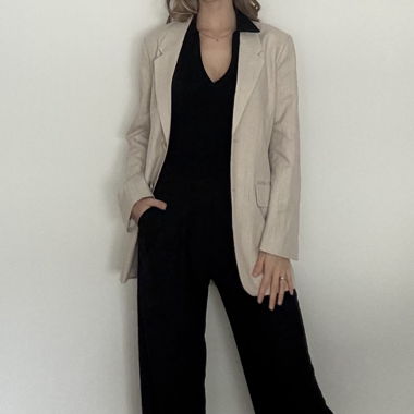 Blazer beige a righe