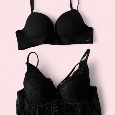 2 reggiseni in pizzo Corsetto Lounge nero 75 B 34B