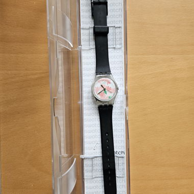 Swatch orologio floreale con cinturino nero