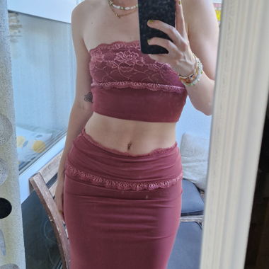 Cute Set of Skirt and Crop Top