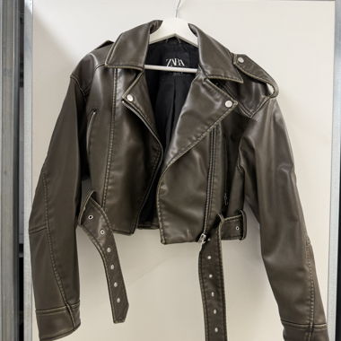 ZARA Faux Leather Biker Jacket Brown Size EUR M