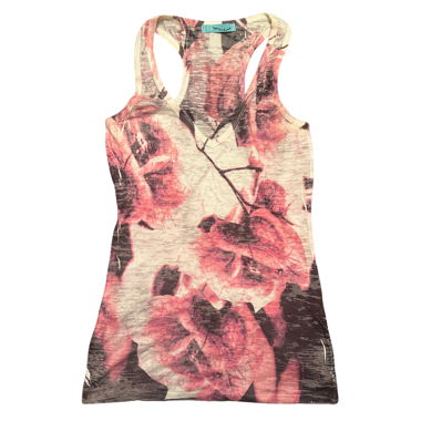 Y2K Mesh-Top mit Blumenprint S