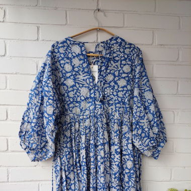 Mini dress hand  Blockprint  S/M