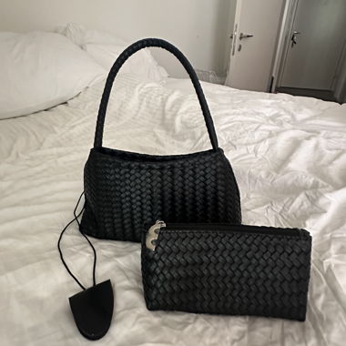 Set di borsa intrecciata nera
