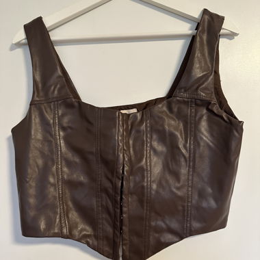 brown leather corset