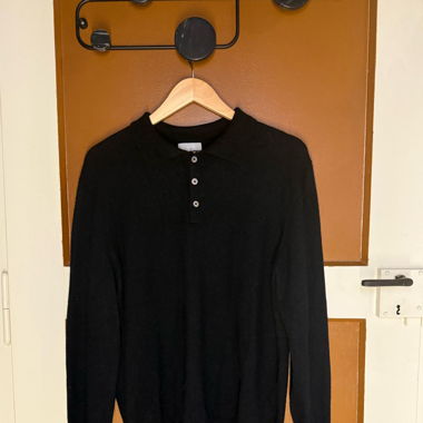 Pull noir col polo XL en cashmere