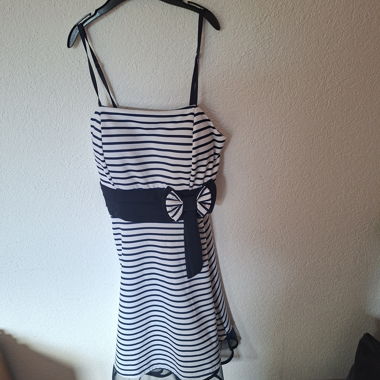 Navy and White Striped Dress