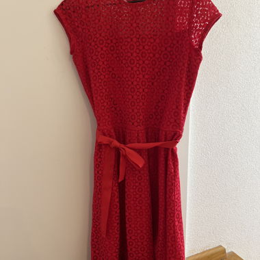 Red Lace Dress with Belt