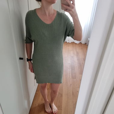 Abito in Maglia Coste in Verde Salvia