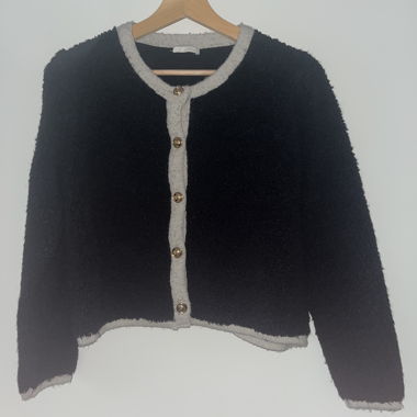 Stickjacke in Teddy-Stoff