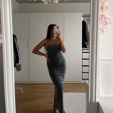 Abito maxi bandeau grigio