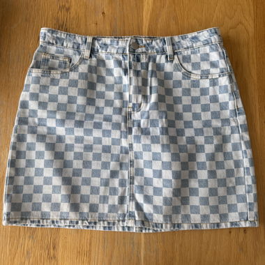 Checked Denim Skirt (checkerboard) Size 44