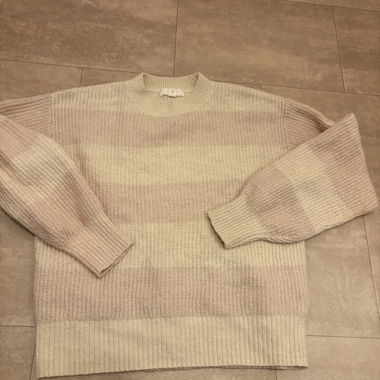 White and pink striped knit sweater