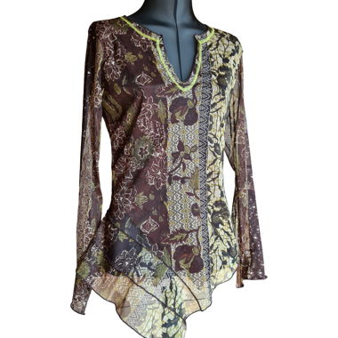Sheer long sleeve top Patrice Breal asymmetrical