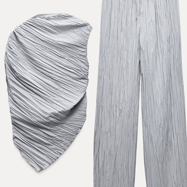 Zara Grey Pleated Set